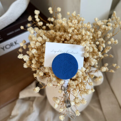 COBALT BLUE FLORAL | badge reel