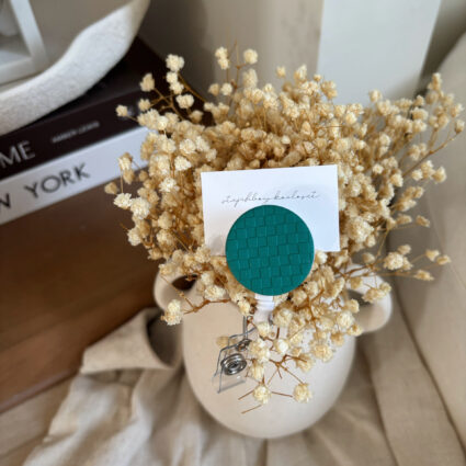 DARK TEAL CHECKERS | badge reel