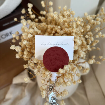 RED FLORAL | badge reel